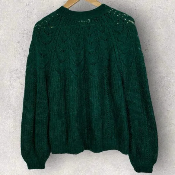 Sezane Paulin Jumper Sweater Green Size Medium French Mohair Merino Wool Knit M - Picture 5 of 13